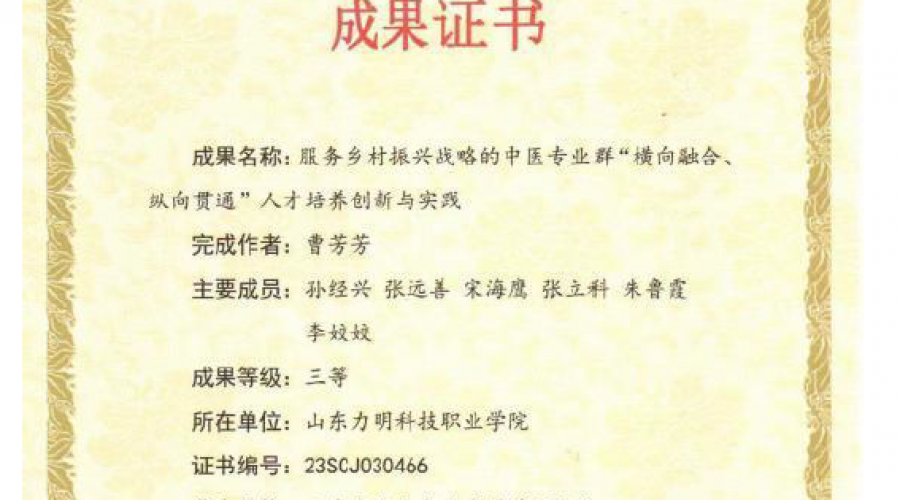 山東省教育科學(xué)研究成果證書